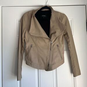 MACKAGE Dinah asymmetric zip 100% real leather lambskin jacket beige tan size S